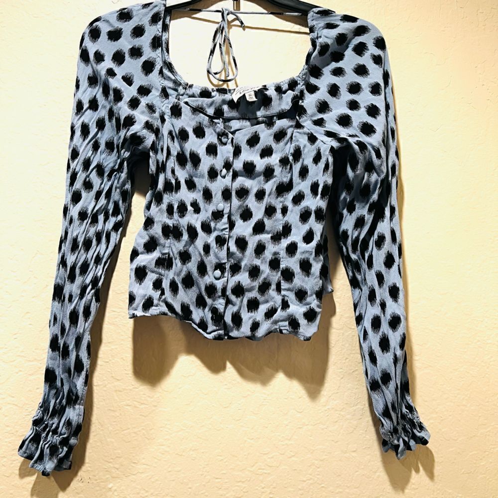 & Other Stories Polka Dot Corset top Blue Black 4